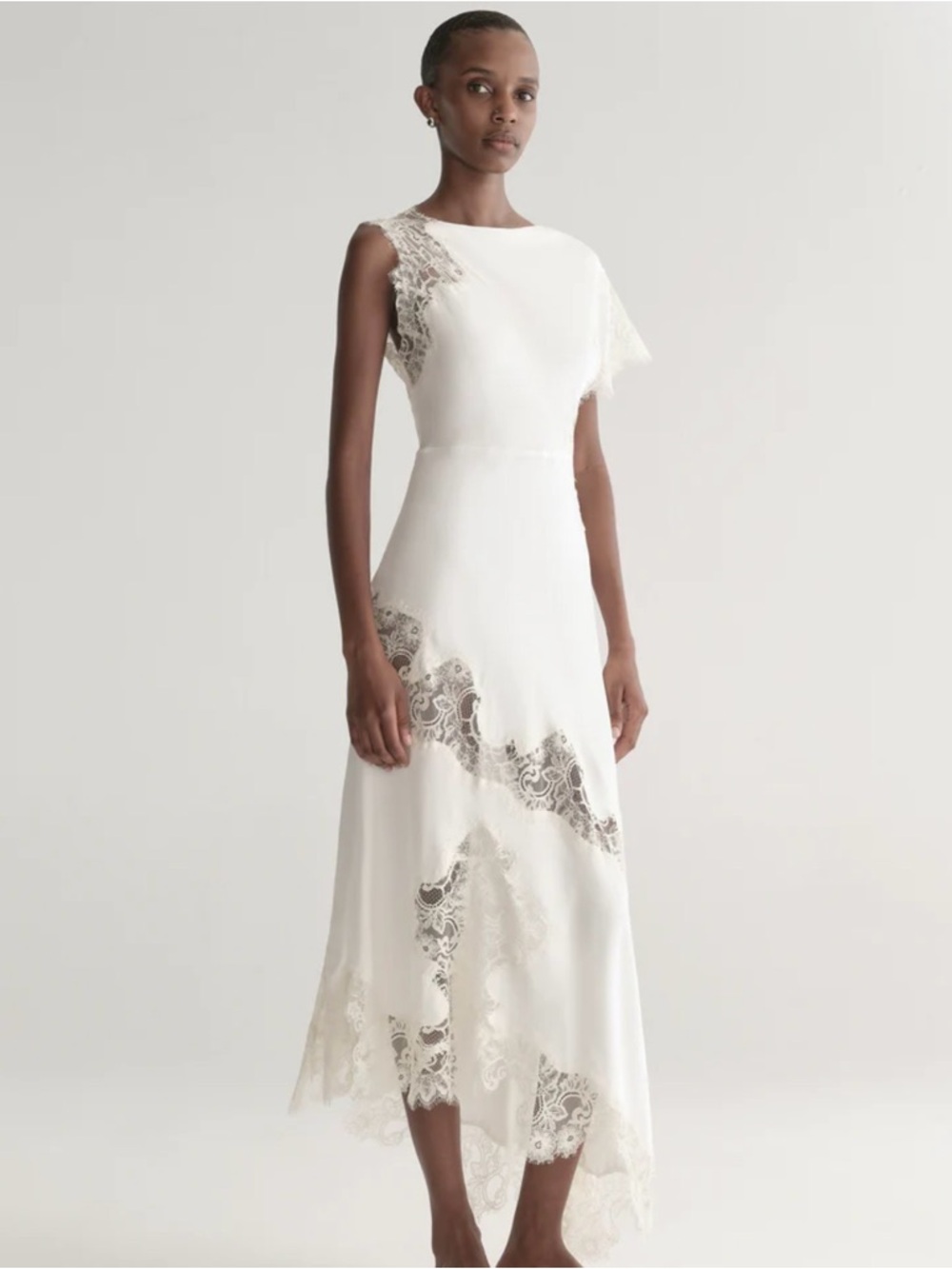 A.L.C | Alessia Textured Satin And Lace Maxi Dress Size: 2 - Picture 2 of 9